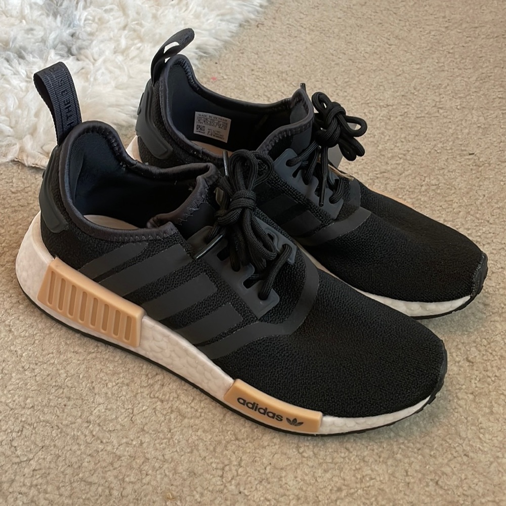 Adidas nmds size 6, black and white with pink detail